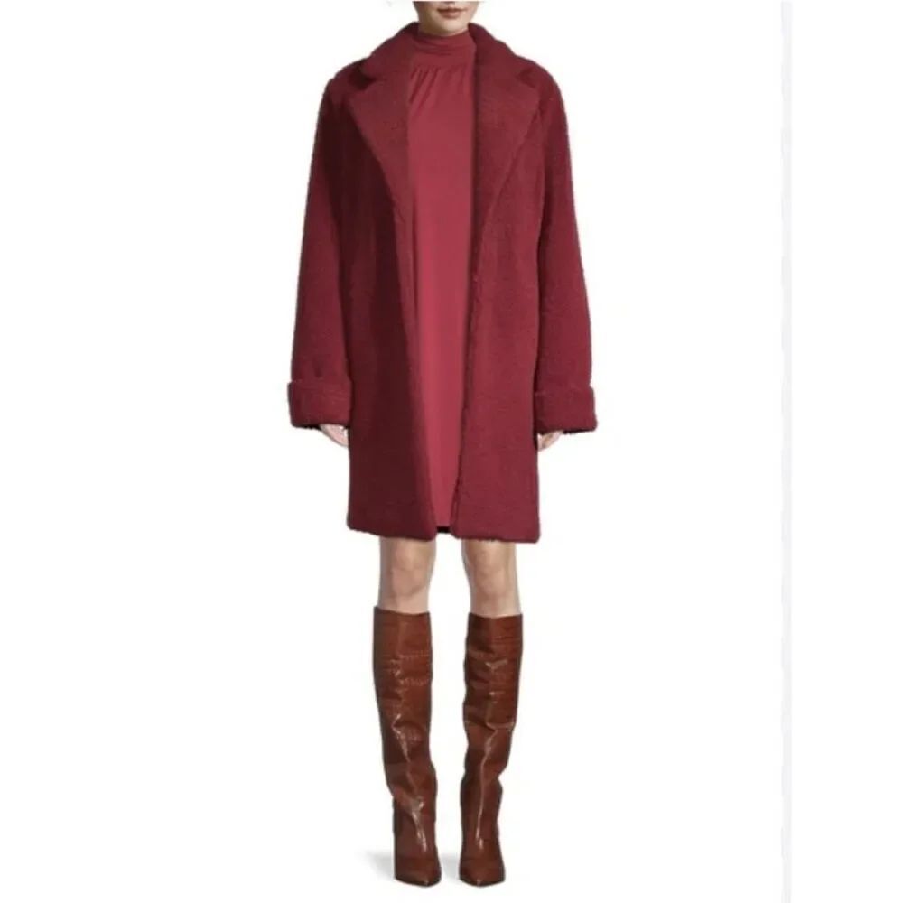 NWT's Women's Toccin Teddy Cocoon Red Fleece Jacket Coat Large $595
